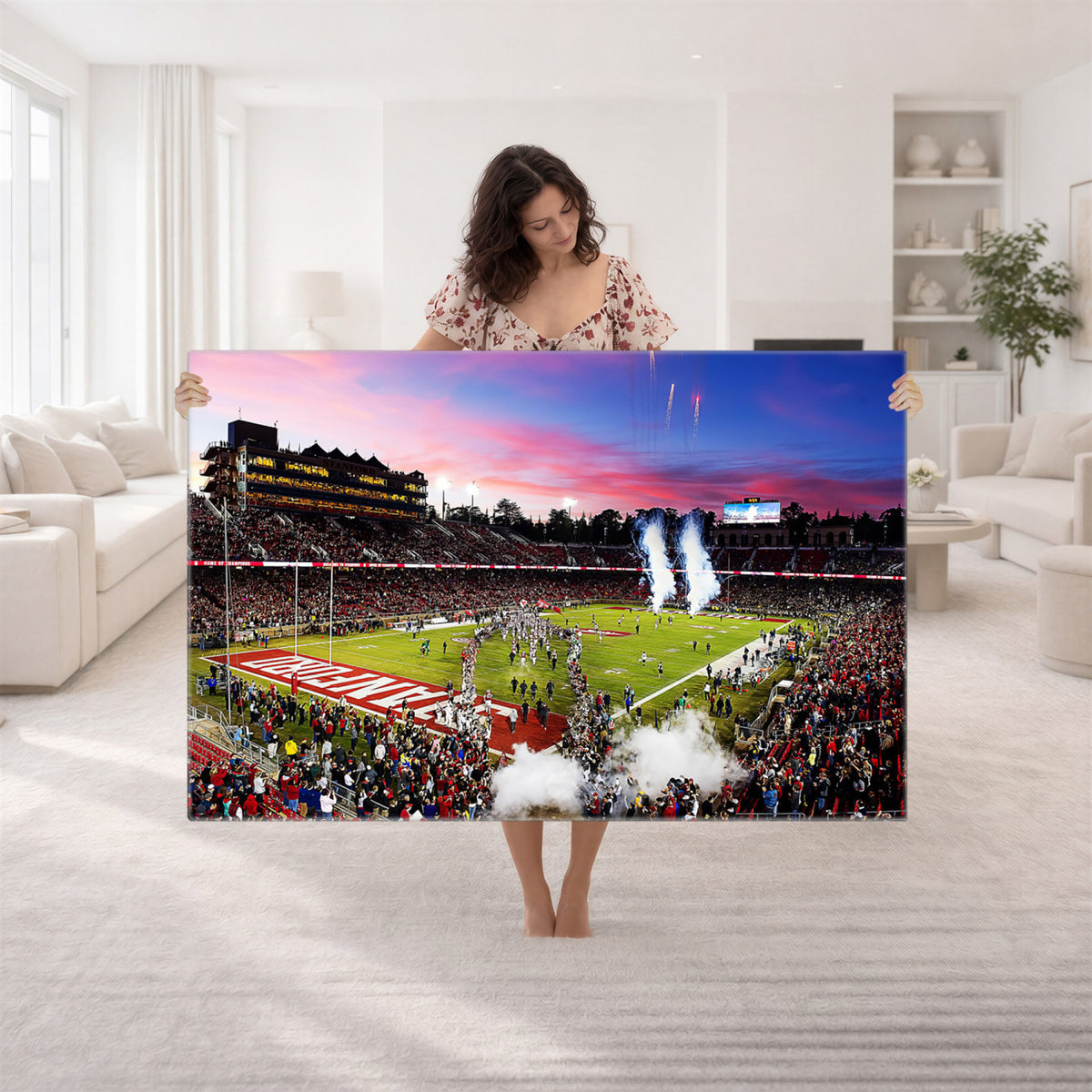 25557-PAN-FL-20X10 - Stanford University Cardinal Football Team Print - Stanford Stadium Wall Art Canvas Print