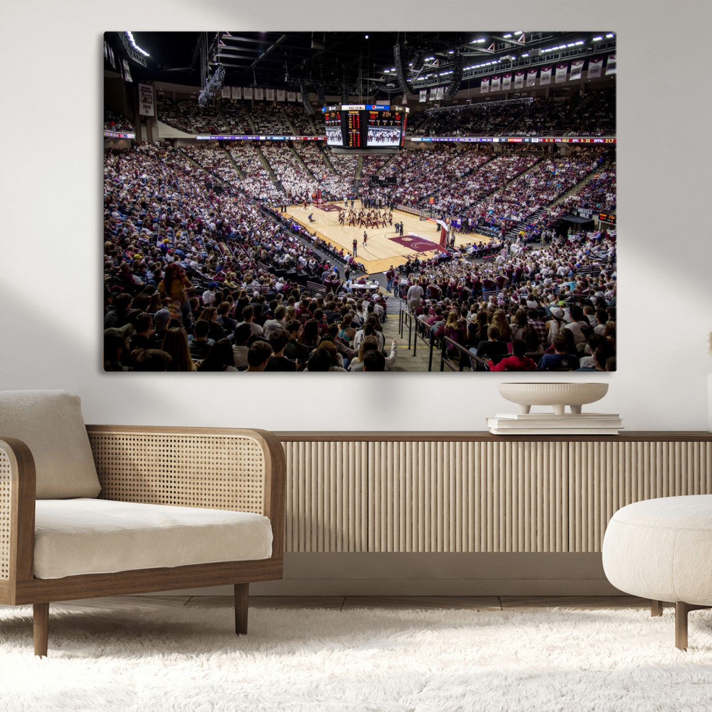 MGV-CV-36X24 - University of Nebraska Cornhuskers Basketball Team Print - Lincoln Red Arena Wall Art Canvas Print