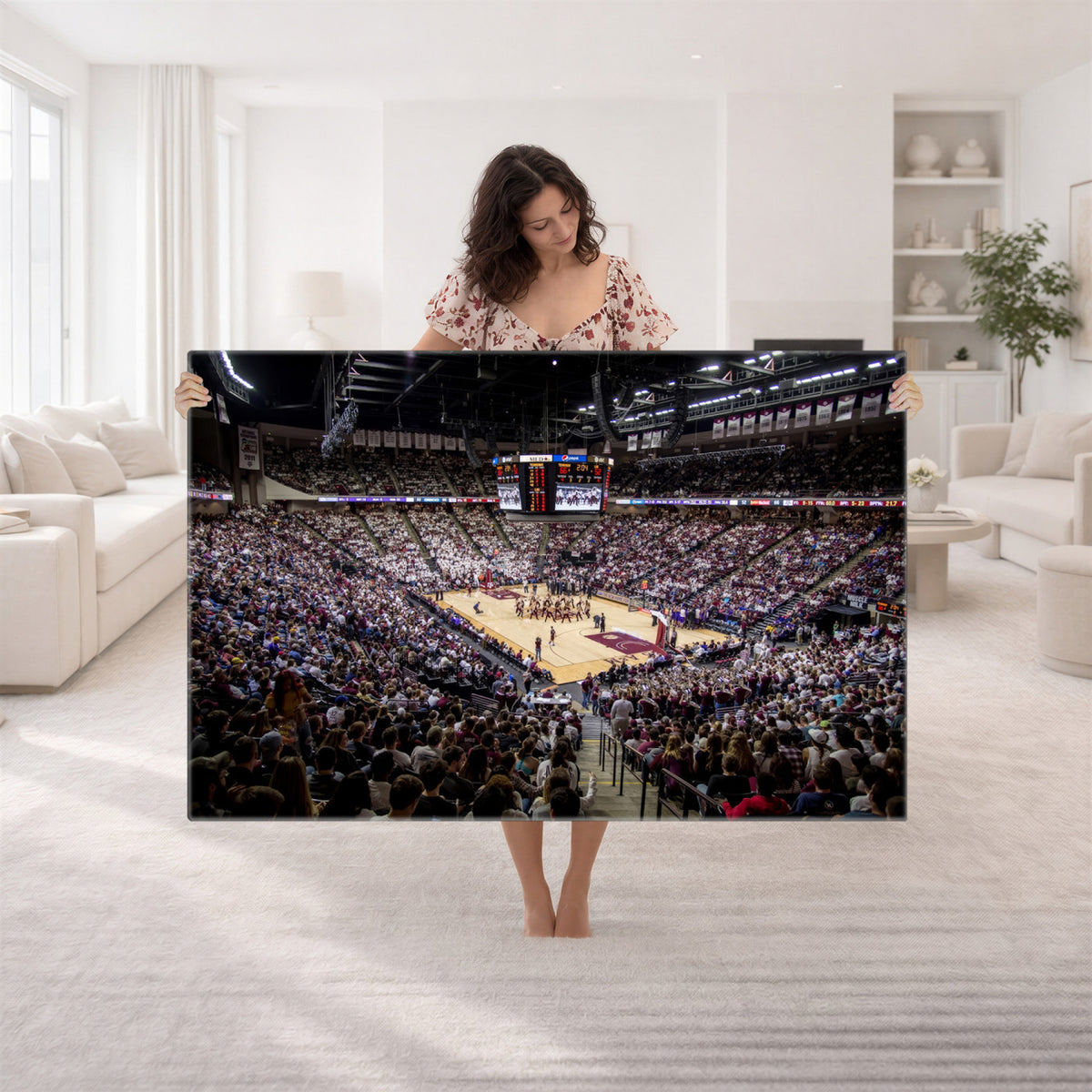 76876-MGV-CV-36X24 - University of Nebraska Cornhuskers Basketball Team Print - Lincoln Red Arena Wall Art Canvas Print