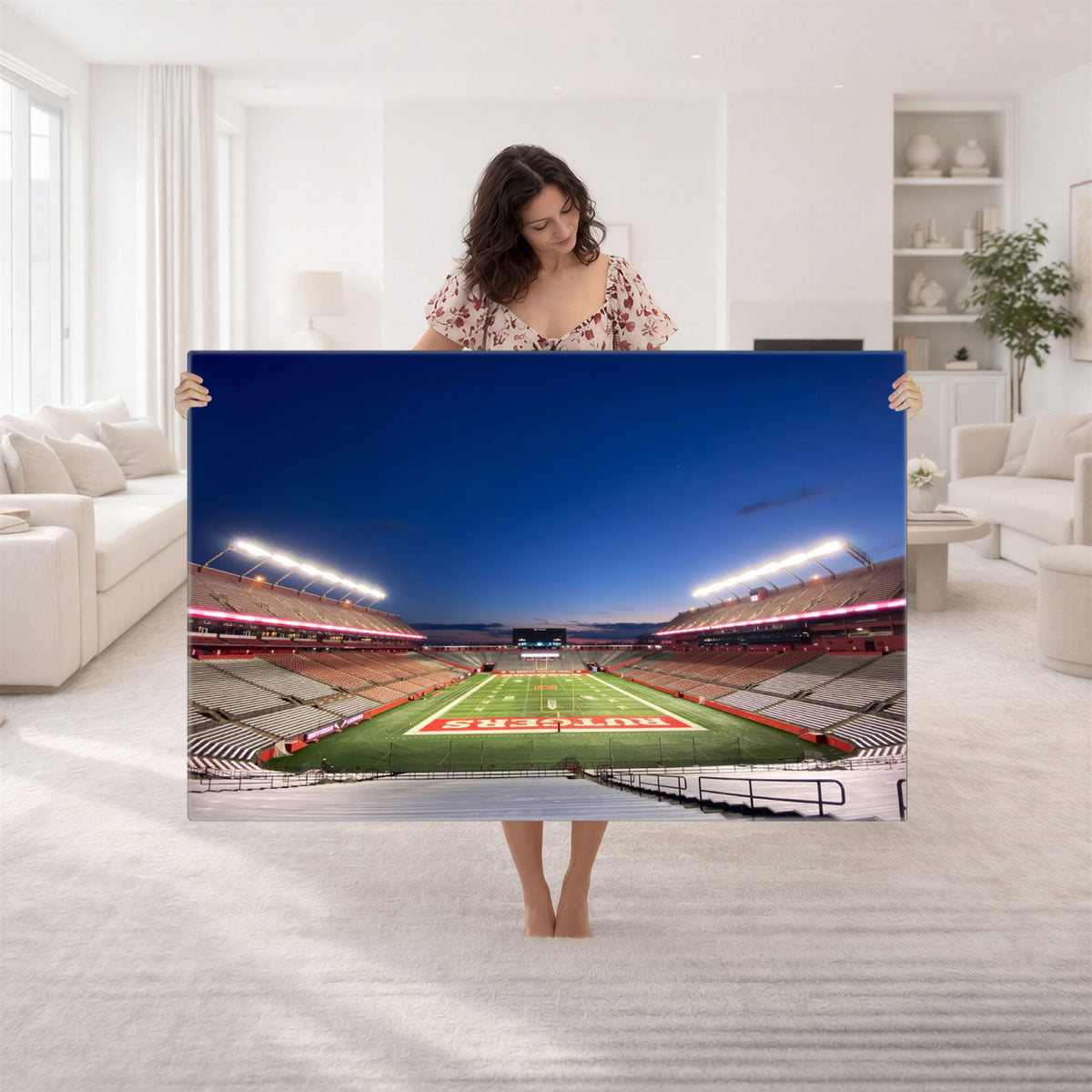 15051-MGV-CV-36X24 - Rutgers Scarlet Knights Football Team Print, Piscataway SHI Stadium