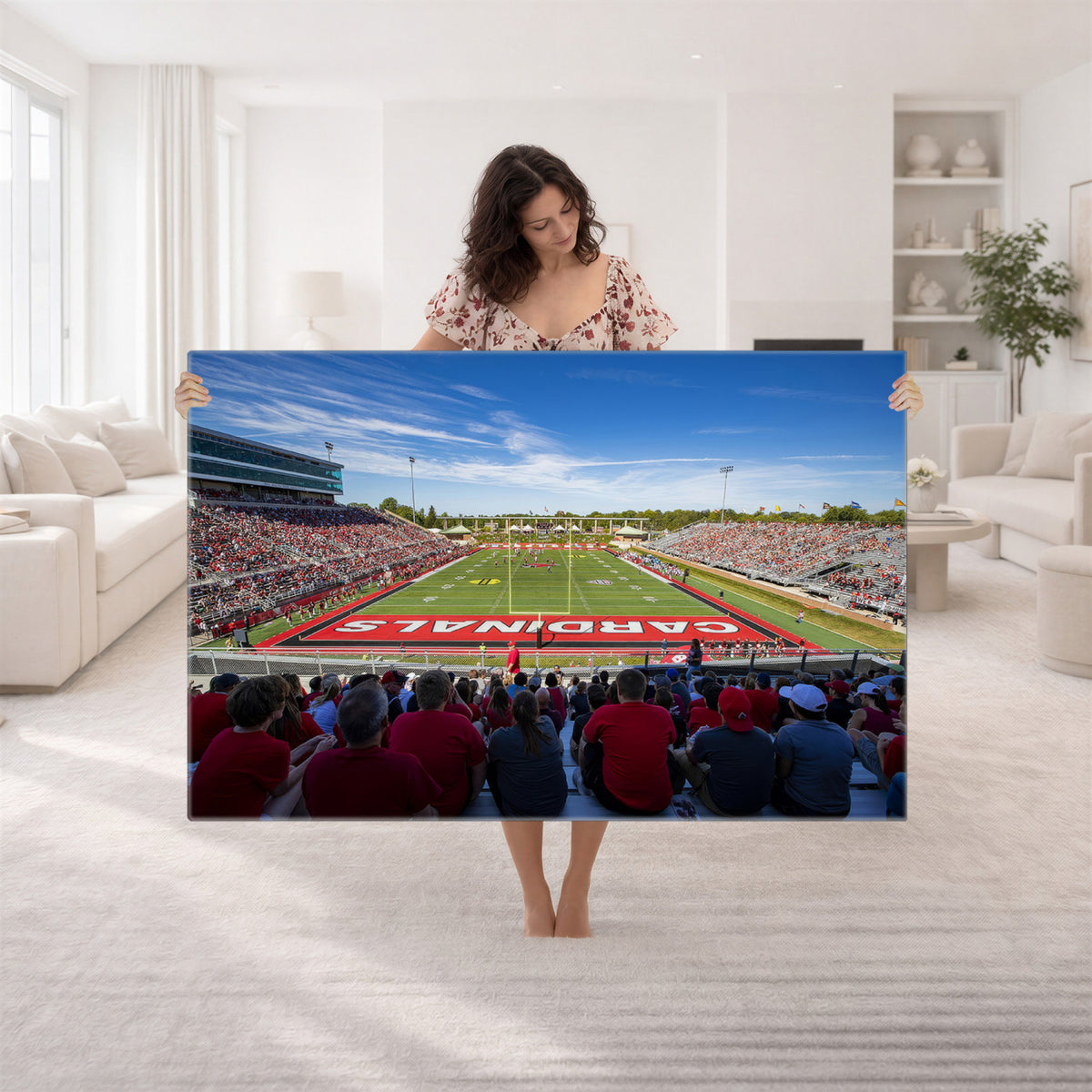 71475-PAN-FL-20X10 - Ball State Cardinals Football Team Print - Muncie Scheumann Stadium Wall Art Canvas Print