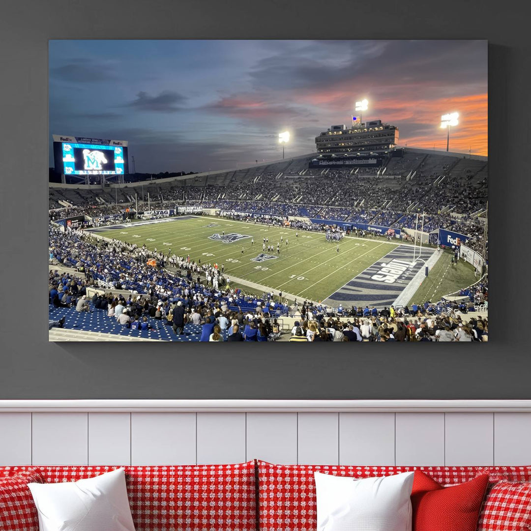 Memphis Tigers Football Team Print - Memphis Simmons Bank Liberty Stadium Wall Art Canvas Print