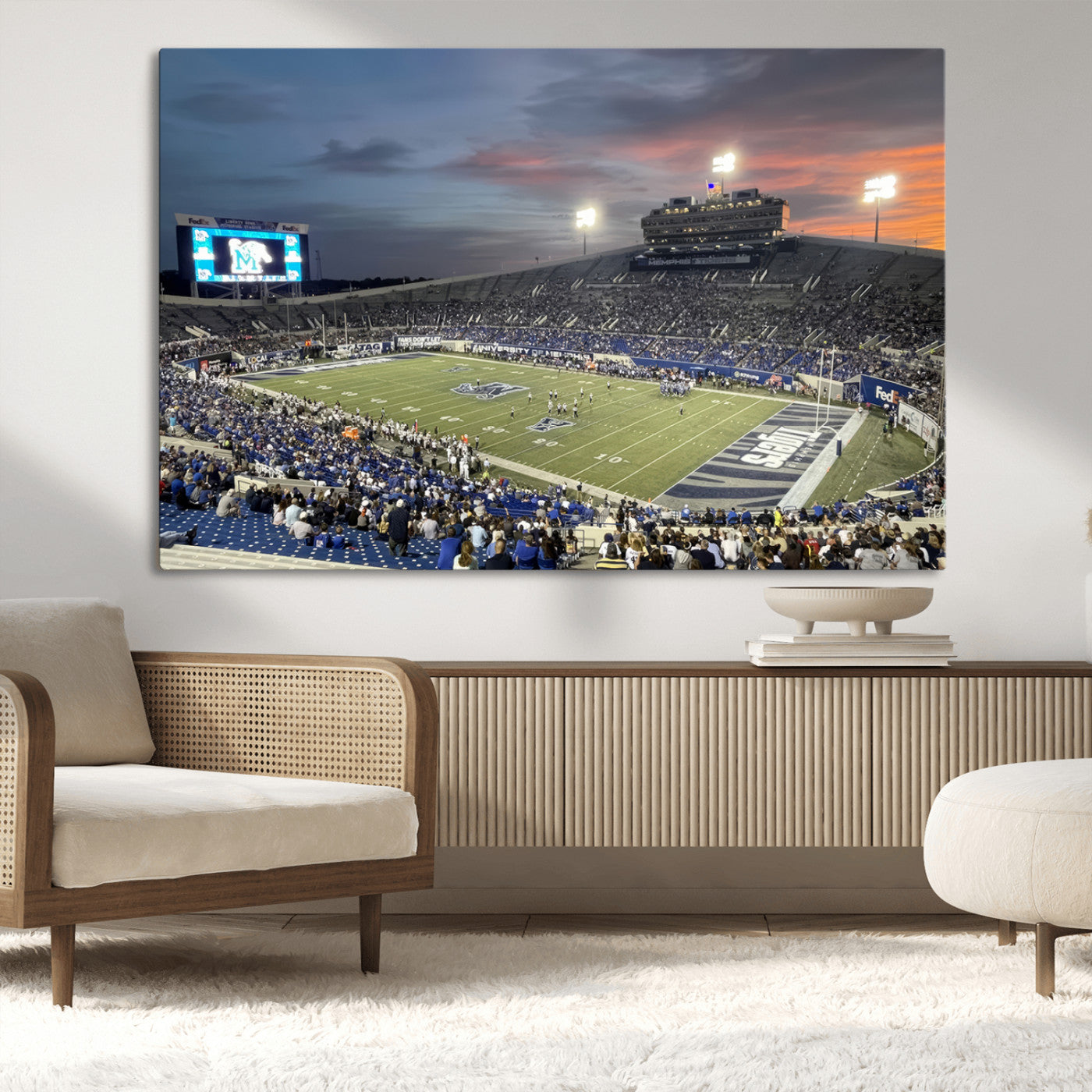 MGV-CV-36X24 - Memphis Tigers Football Team Print - Memphis Simmons Bank Liberty Stadium Wall Art Canvas Print