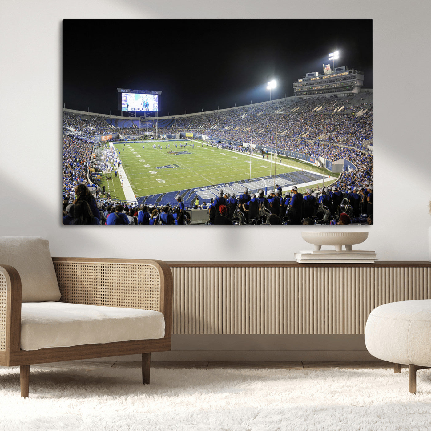MGV-CV-36X24 - University of Memphis Tigers Football Team Print - Memphis Simmons Bank Liberty Stadium Wall Art