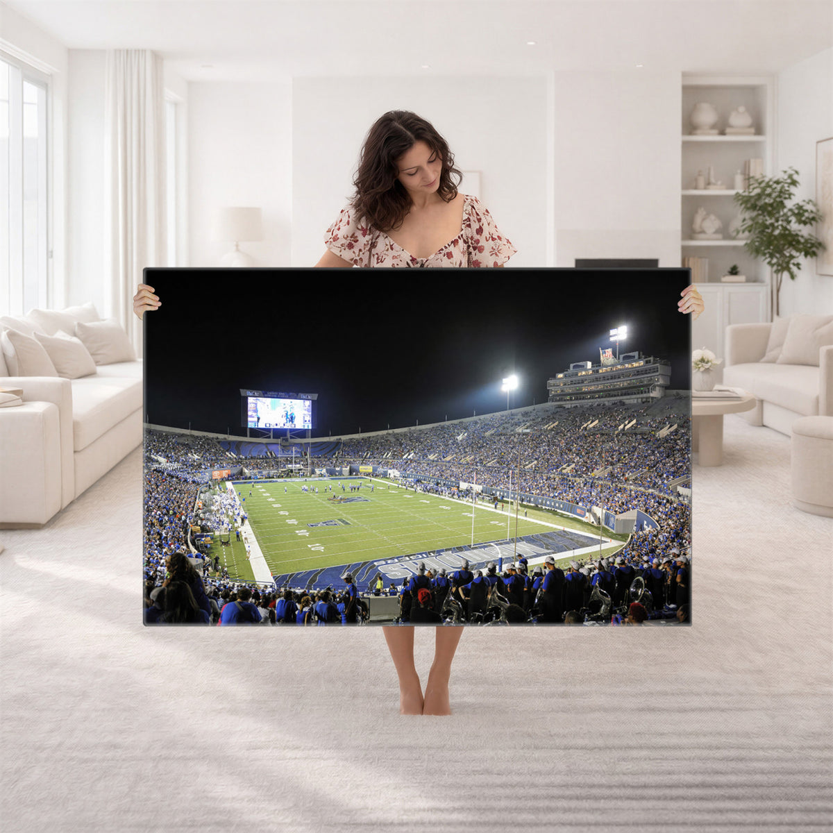 10894-PAN-FL-20X10 - University of Memphis Tigers Football Team Print - Memphis Simmons Bank Liberty Stadium Wall Art