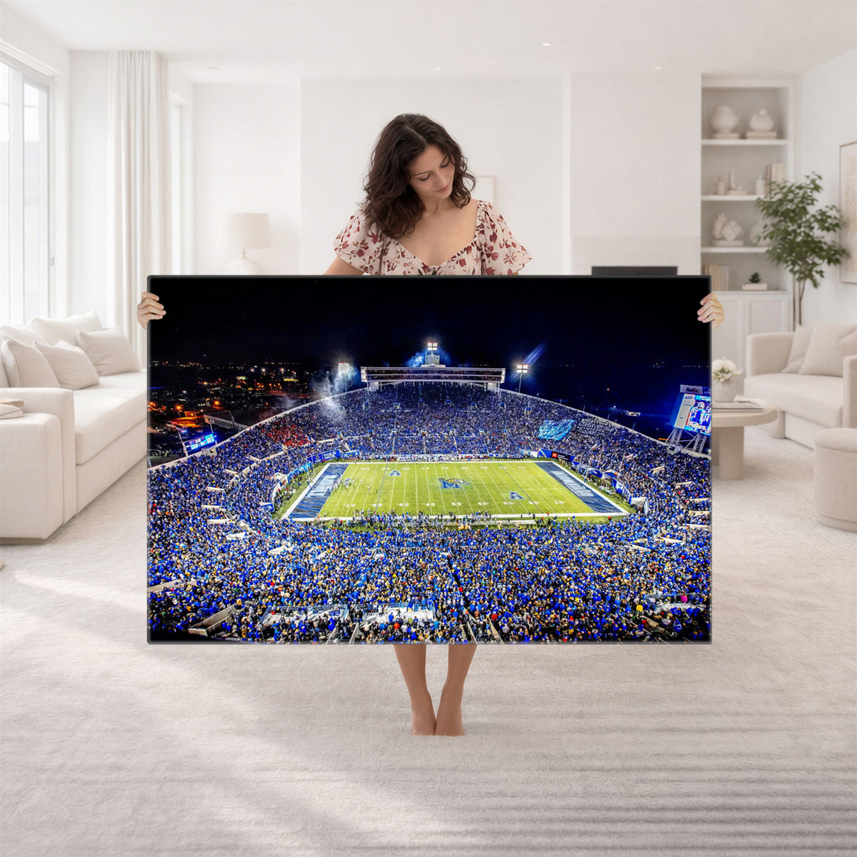 11665-PAN-FL-20X10 - University of Memphis Tigers Football Team Print - Memphis Simmons Bank Liberty Stadium Wall Art
