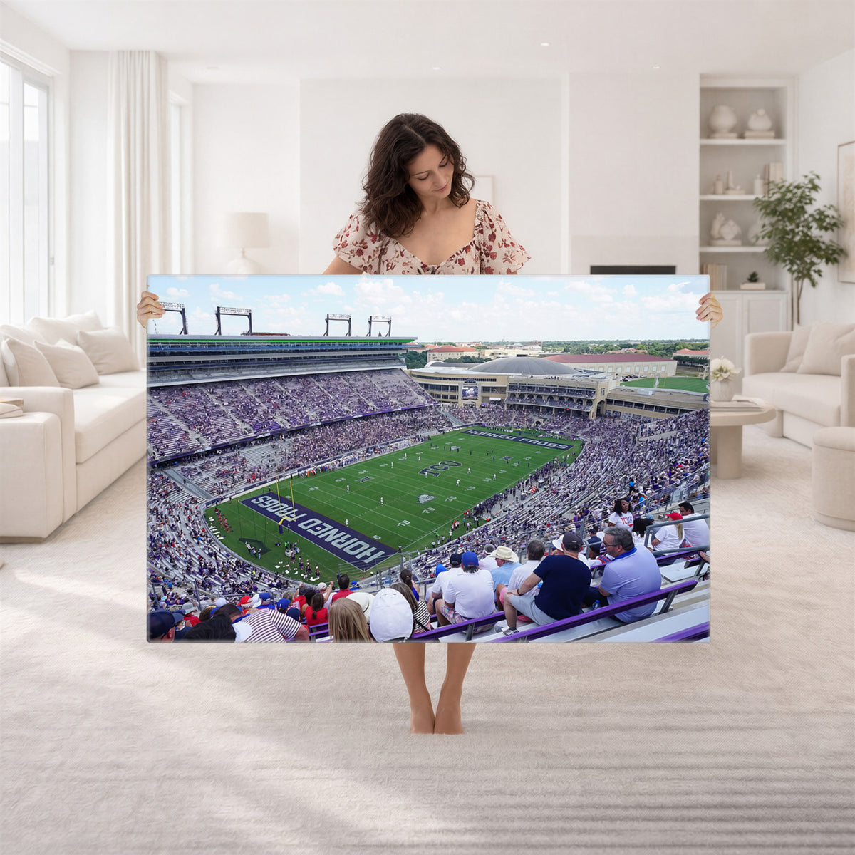 95139-MGV-CV-36X24 - The Texas Christian University TCU Horned Frogs Football Team Print, Fort Worth