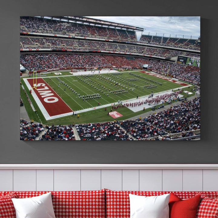 The Temple University Owls Athletics Team Print - Philadelphia Lincoln Financial Field Stadium Wall Art Canvas Print