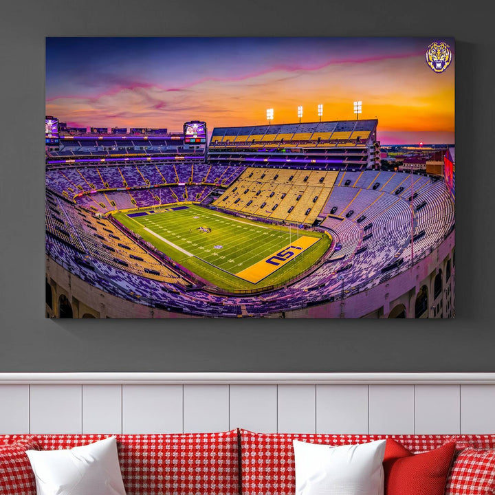 The Louisiana State University Tigers Football Team Print - Baton Rouge Tiger Stadium Wall Art Canvas Print