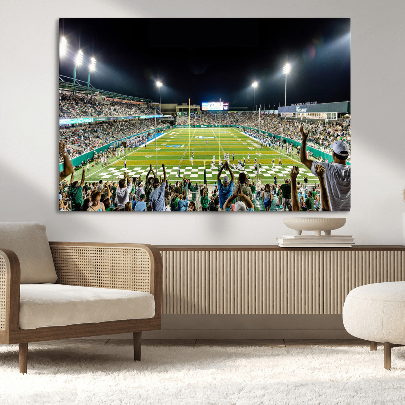 MGV-CV-36X24 - The Tulane University Green Wave Football Team Print - New Orleans Yulman Stadium Wall Art Canvas