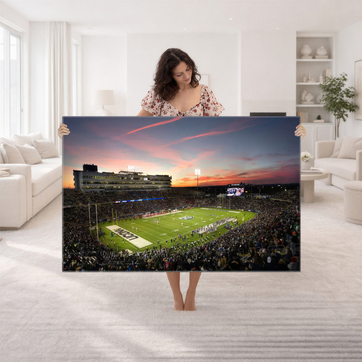 64416-MGV-CV-36X24 - The University of Connecticut UCONN Huskies Football Team Print, Framed and Ready to Hang