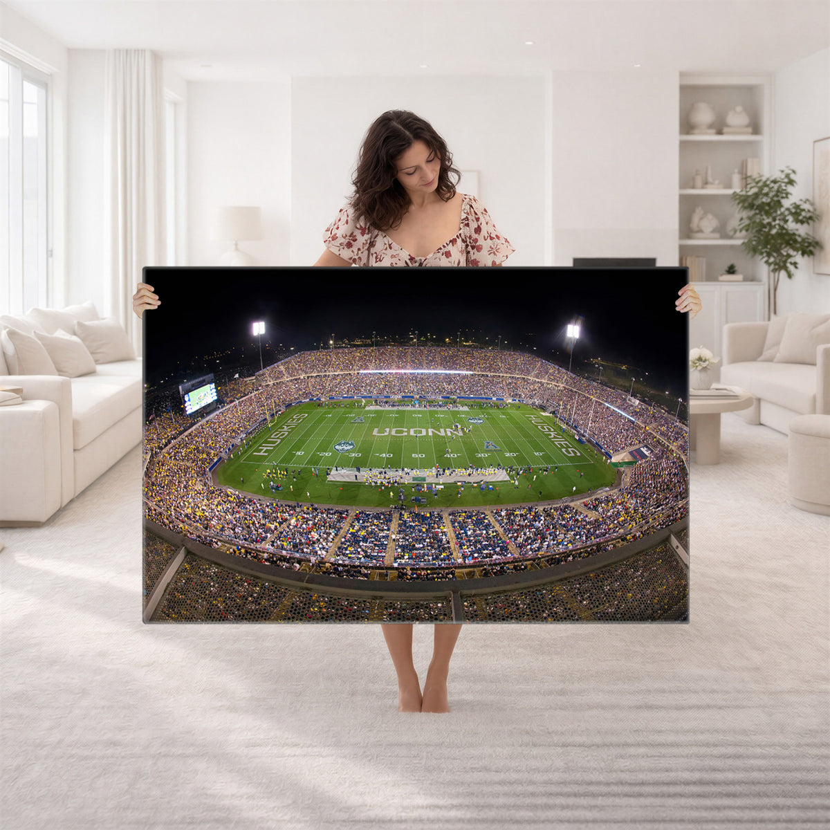 52855-MGV-CV-36X24 - The University of Connecticut UCONN Huskies Football Team Print, East Hartford