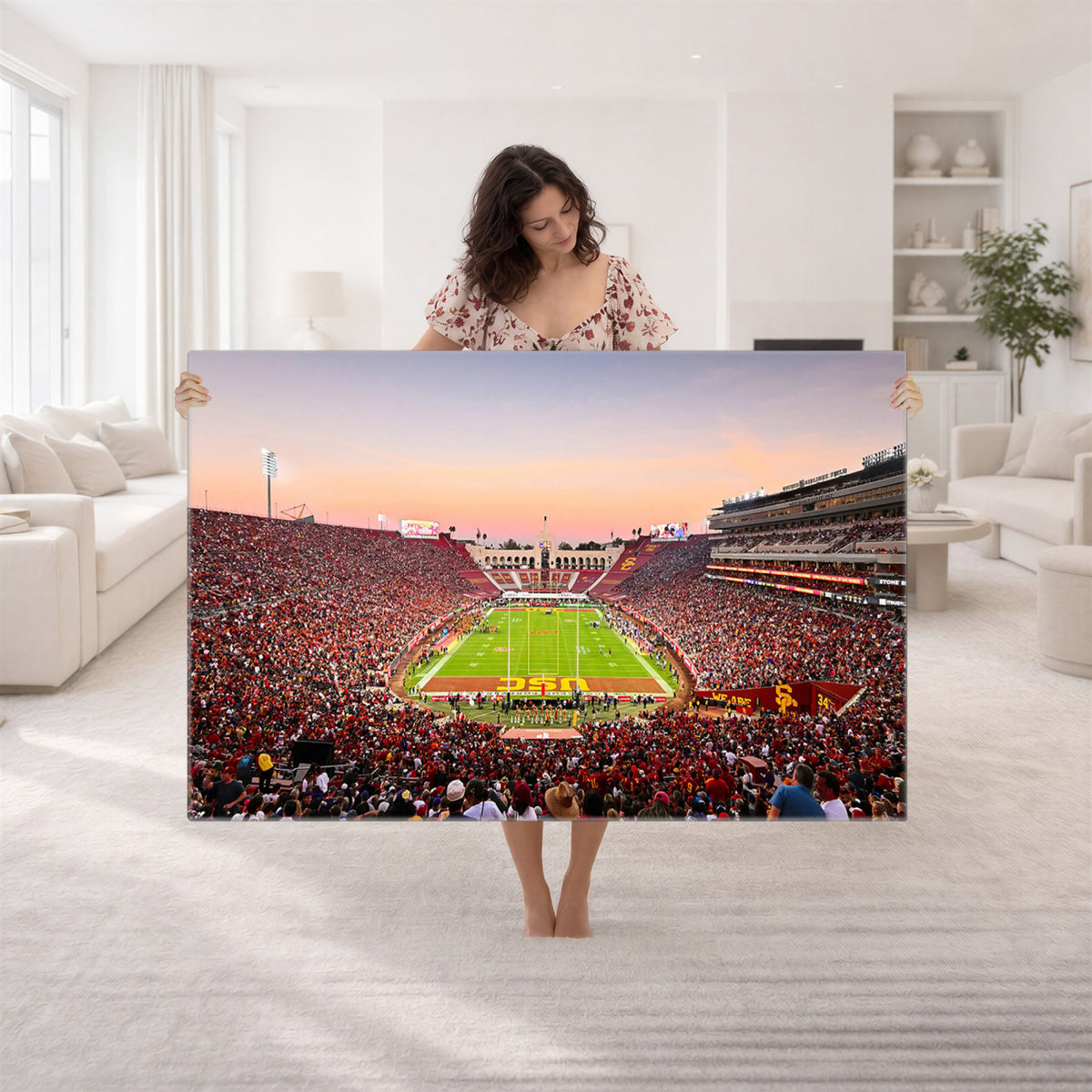 39904-MGV-CV-36X24 - The University of Southern California USC Trojans Football Team Print, Home Bar Wall Decor