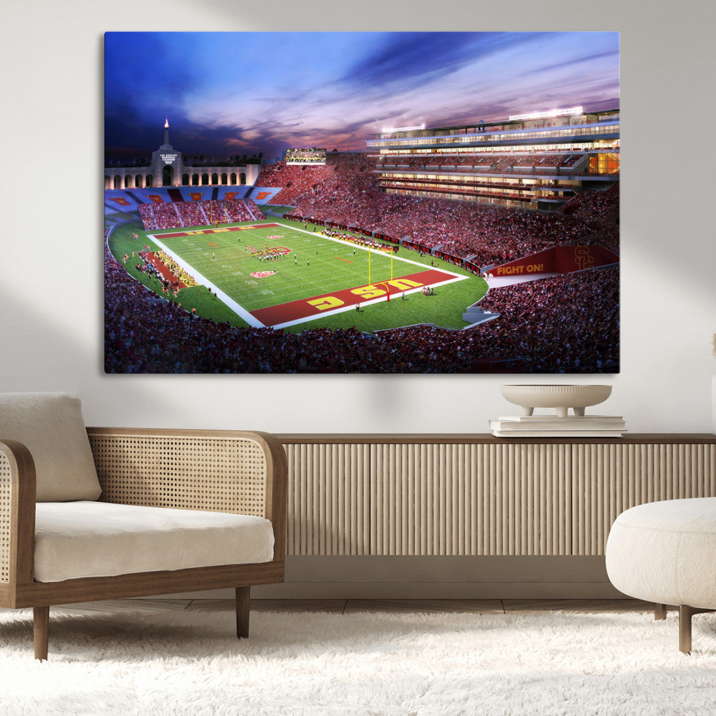 MGV-CV-36X24 - The University of Southern California USC Trojans Football Team Print - Los Angeles Memorial