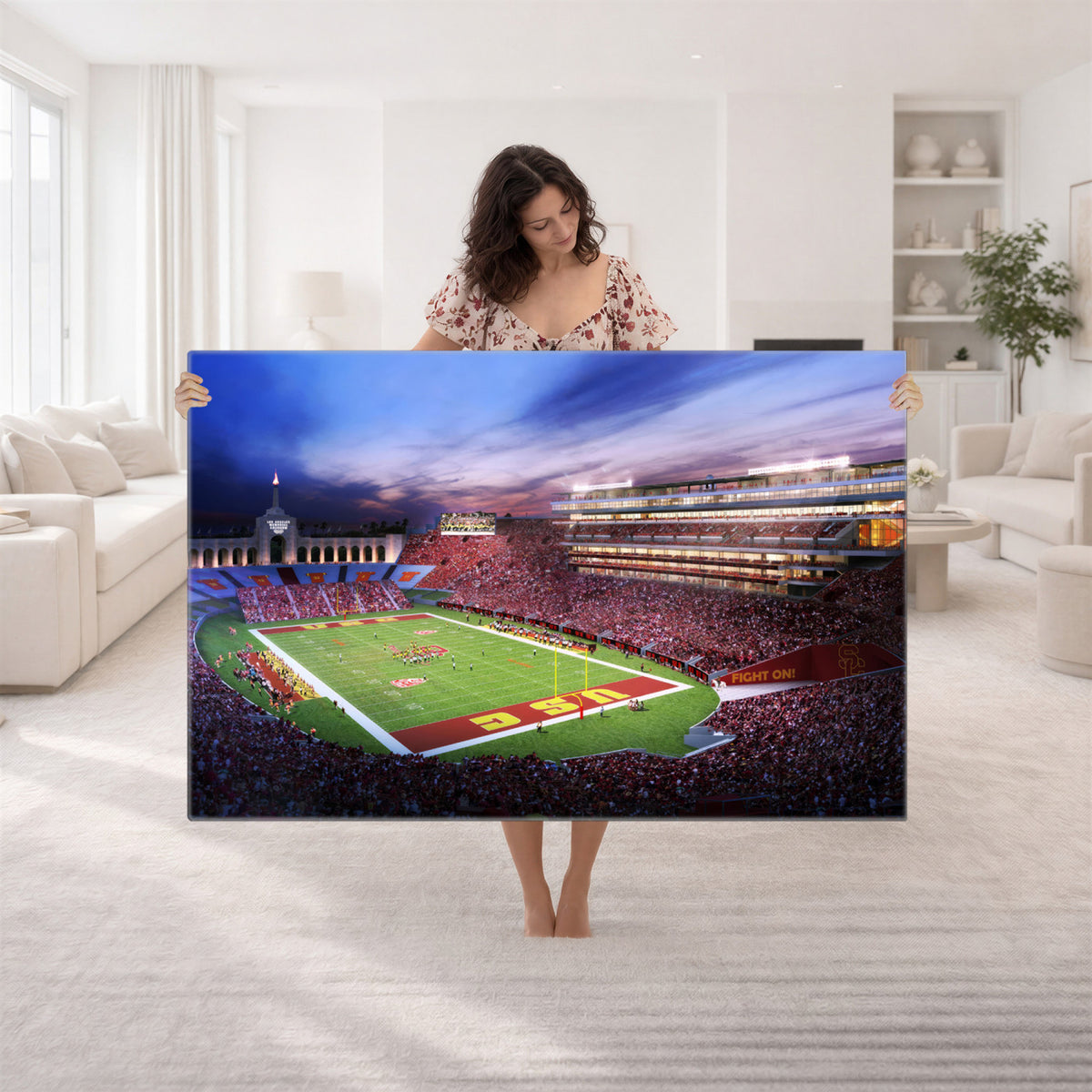 71879-MGV-CV-36X24 - The University of Southern California USC Trojans Football Team Print, Framed and Ready to Hang