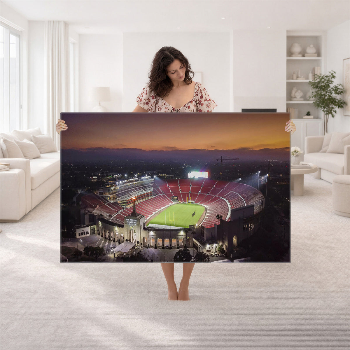 50666-MGV-CV-36X24 - The University of Southern California USC Trojans Football Team Print, Los Angeles Memorial Coliseum
