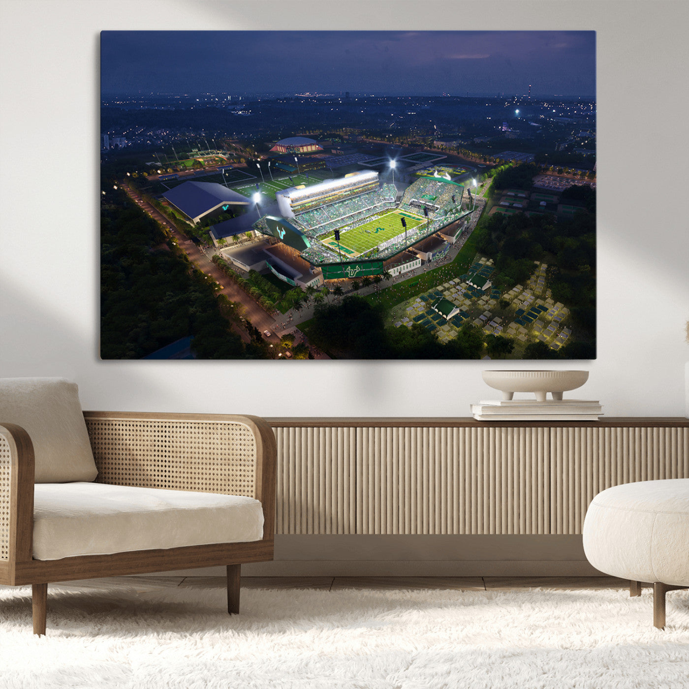 MGV-CV-36X24 - The University of South Florida Bulls Football Team Print - Tampa USF Football Stadium Wall Art Canvas Print
