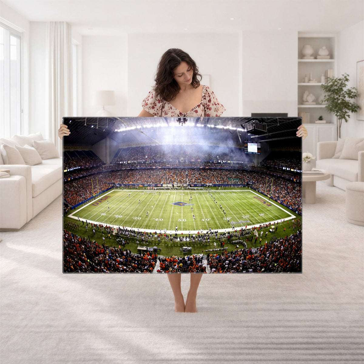 46972-MGV-CV-36X24 - The University of Texas at San Antonio Roadrunners Football Team Print, Framed and Ready to Hang
