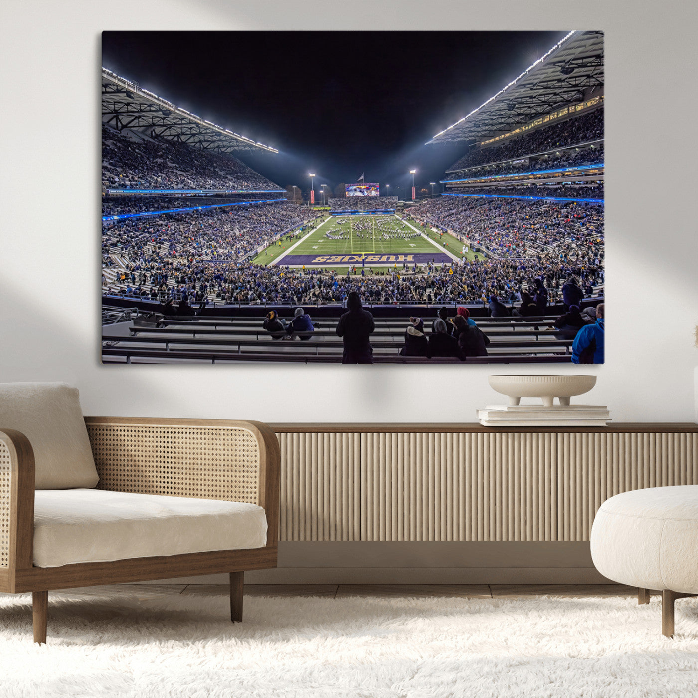 MGV-CV-36X24 - The University of Washington Huskies Football Team Print - Seattle Husky Stadium Wall Art Canvas