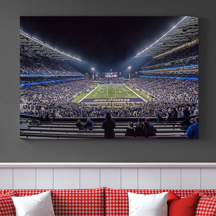 The University of Washington Huskies Football Team Print - Seattle Husky Stadium Wall Art Canvas Print