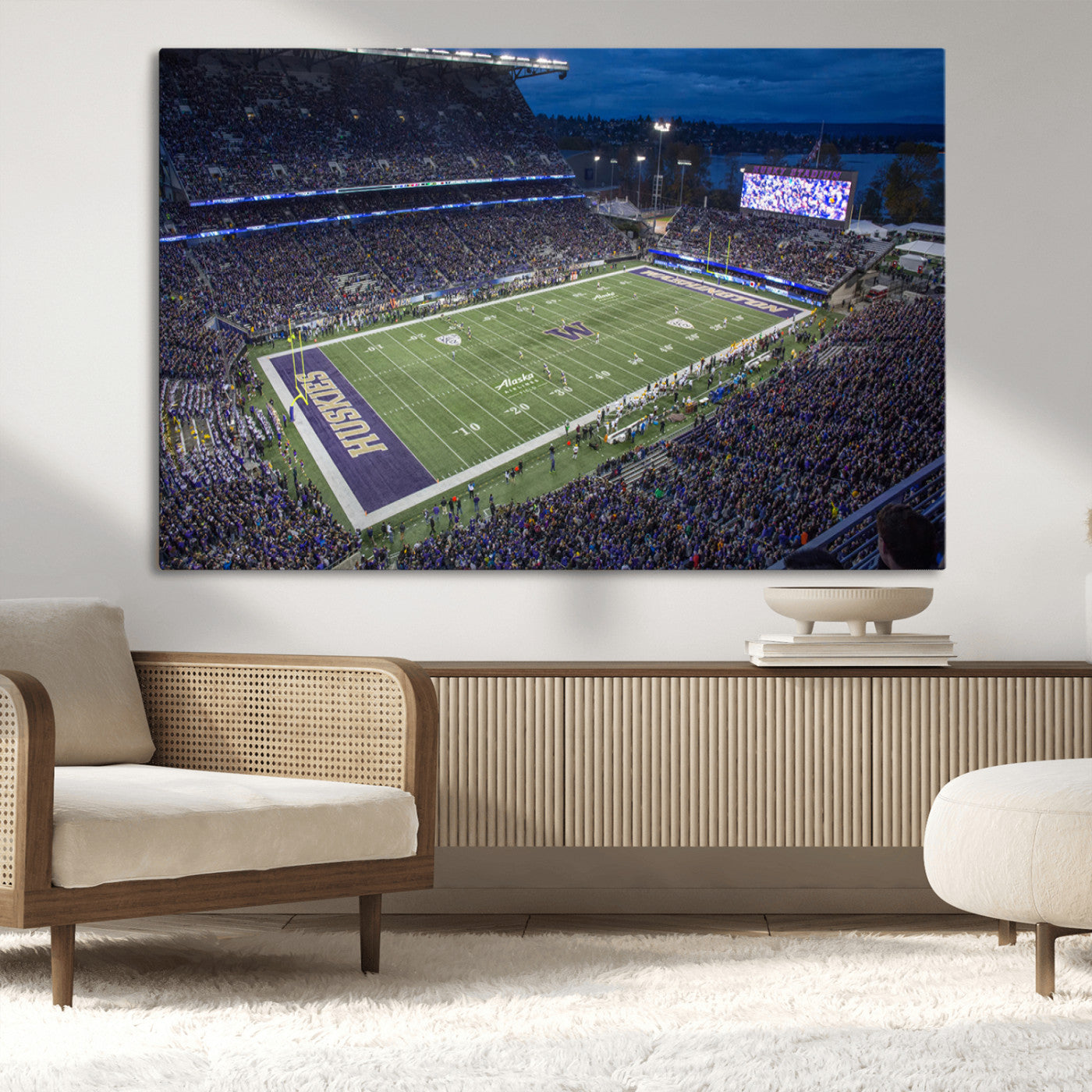 MGV-CV-36X24 - The University of Washington Huskies Football Team Print - Seattle Husky Stadium Wall Art Canvas