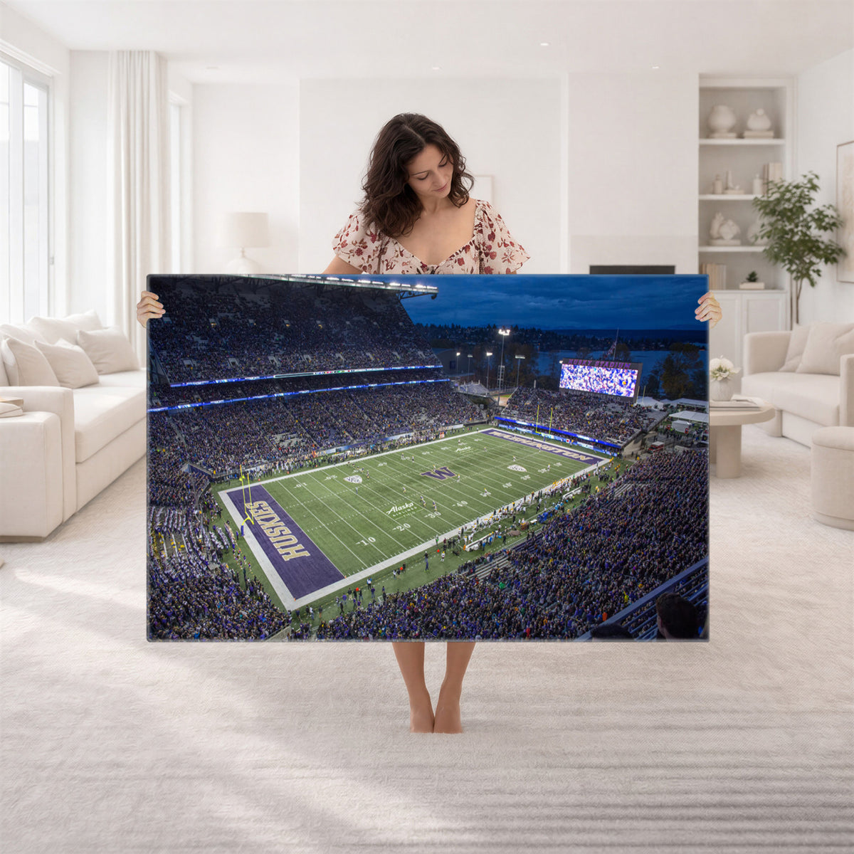 84780-MGV-CV-36X24 - The University of Washington Huskies Football Team Print, Framed and Ready to Hang