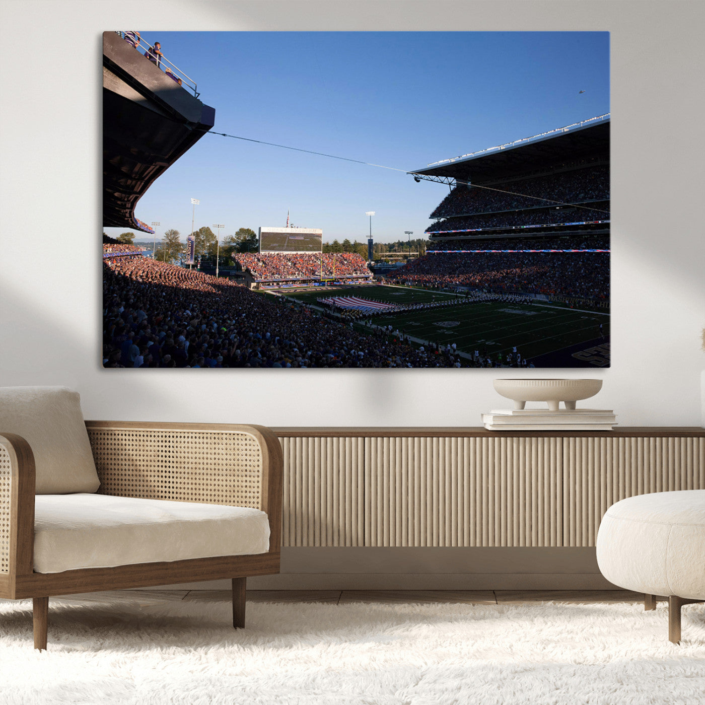 MGV-CV-36X24 - The University of Washington Huskies Football Team Print - Seattle Husky Stadium Wall Art Canvas