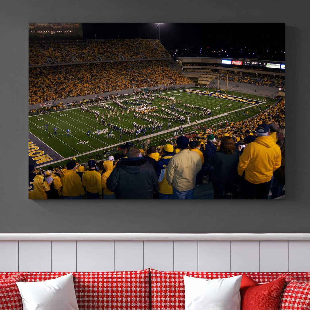 West Virginia Uni Mountaineers Football Canvas Wall Art Print.