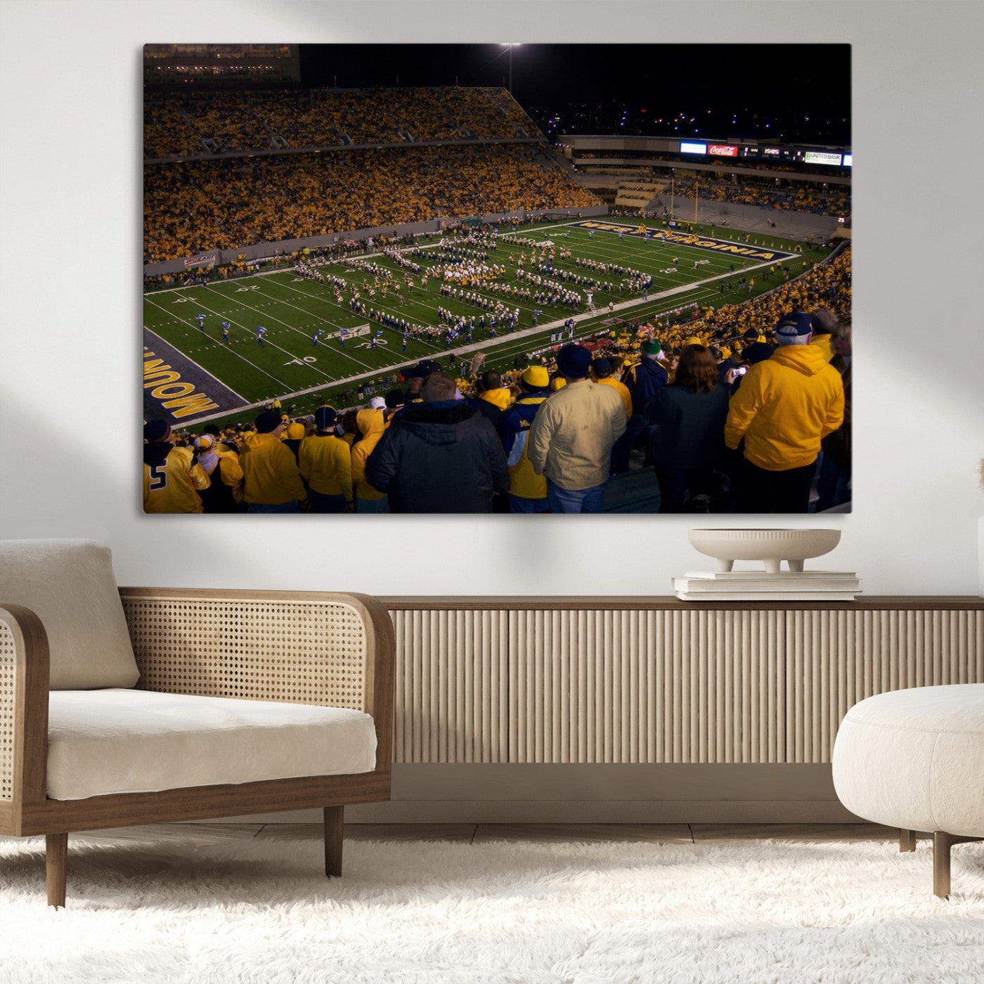 MGV-CV-36X24 - West Virginia Uni Mountaineers Football Team Print - Milan Puskar Stadium Canvas Print Wall Art,