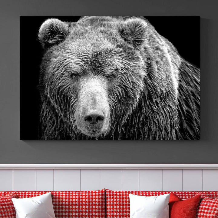 Grizzly Bear Canvas Print | Ready to Hang Wall Art | Rustic Farmhouse & Cabin Decor | Wildlife Artwork