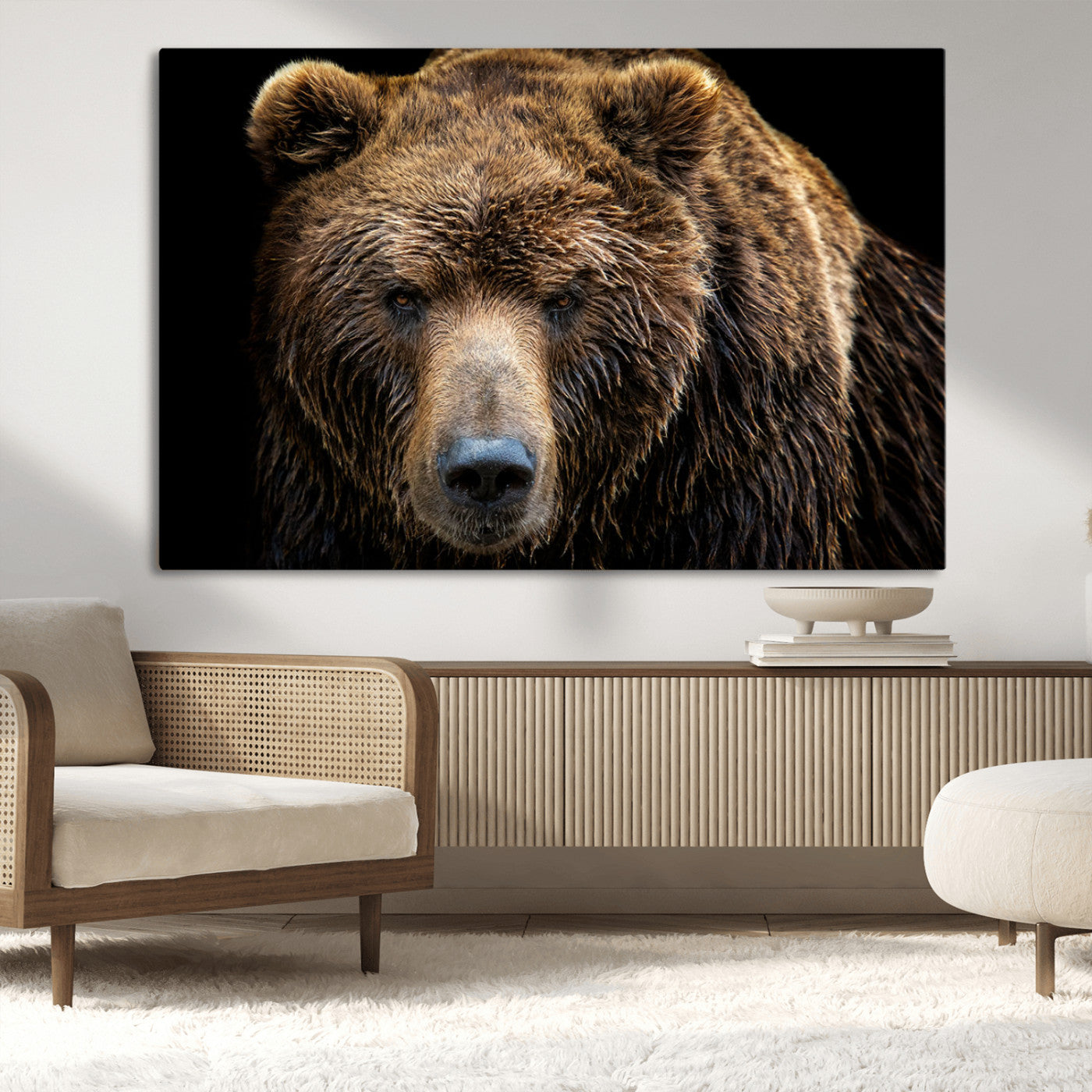 MGV-CV-36X24 - Grizzly Brown Bear Canvas Wall Art, Wildlife Animal Canvas Artwork Bear Print, Bear Wall Art Print,