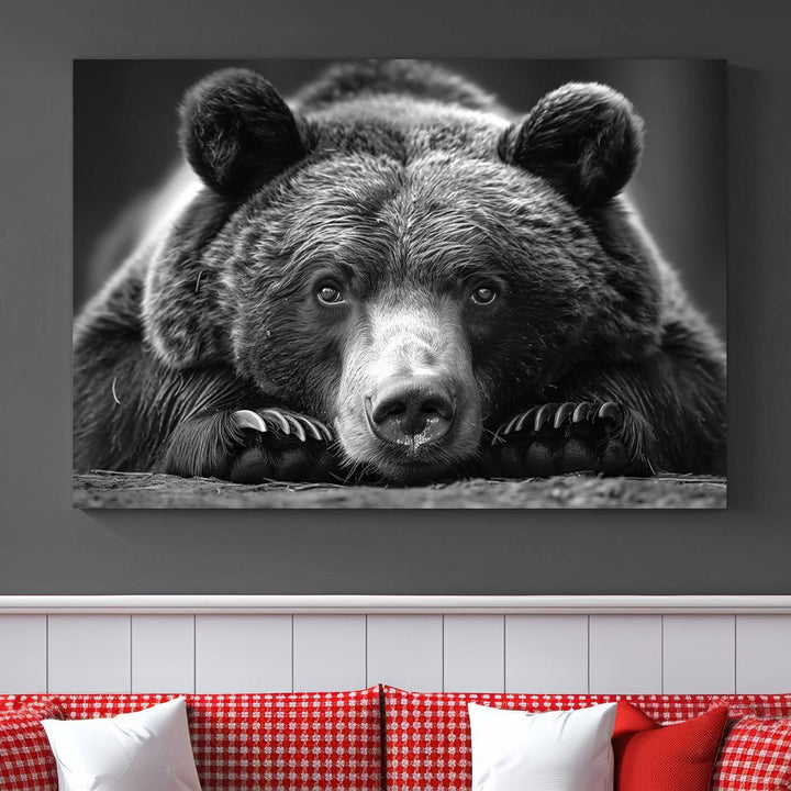 Resting Grizzly Bear Canvas Print | Ready to Hang Wall Art | Rustic Cabin & Farmhouse Decor | Wildlife Art