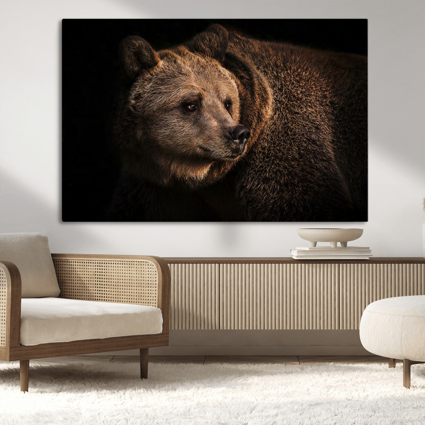 MGV-CV-36X24 - Wild Grizzly 399 Bear Canvas Wall Art Print, Bear Animal Canvas Artwork Print, Black Bear Wall Art