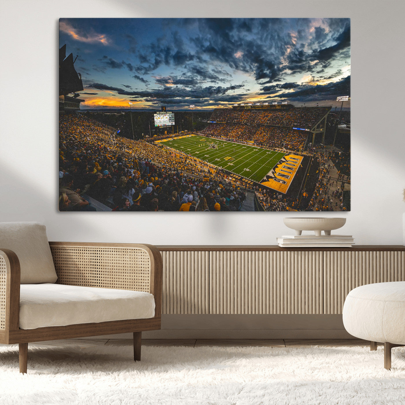 MGV-CV-36X24 - University of Wyoming Cowboys Football Team Print - Laramie War Memorial Stadium Wall Art Canvas
