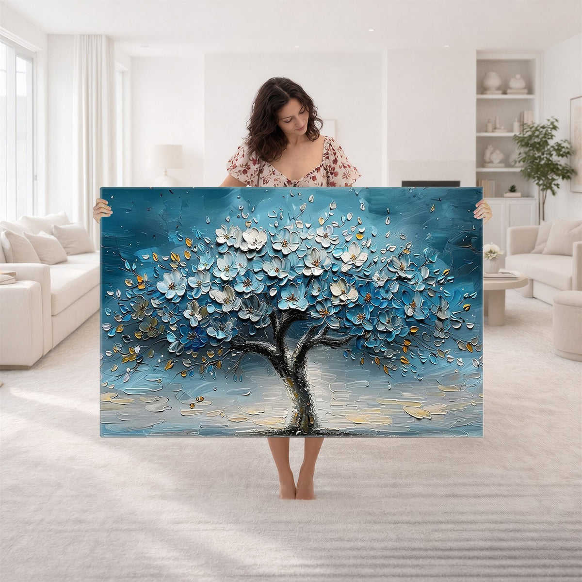 24109-_Poster-30x20 - Abstract Blooming Tree Wall Art Canvas Print, Floral Modern Home Decor