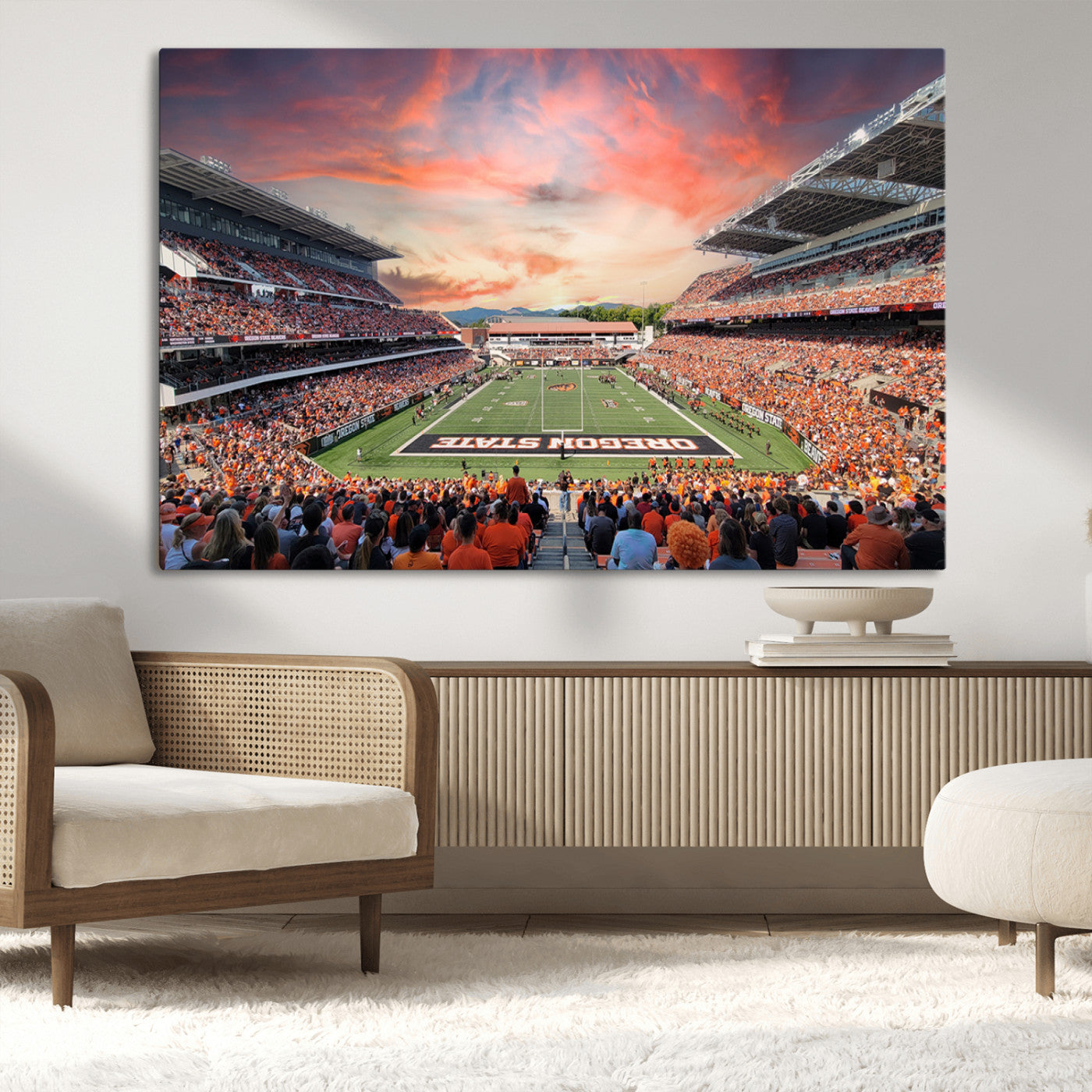 MGV-CV-36X24 - Oregon State Beavers Football Team Print - Corvallis Reser Stadium Wall Art Canvas Print