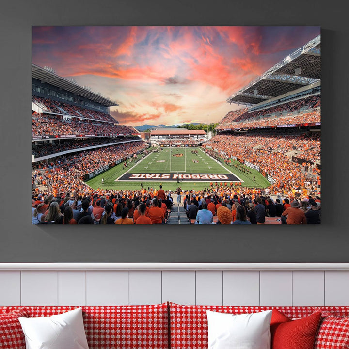 Oregon State Beavers Football Team Print - Corvallis Reser Stadium Wall Art Canvas Print