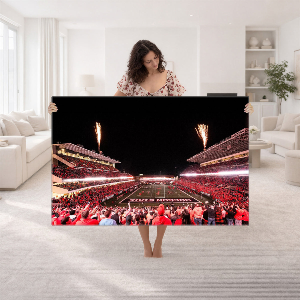 52633-MGV-CV-36X24 - Oregon State Beavers Football Team Print, Corvallis Reser, Framed and Ready to Hang