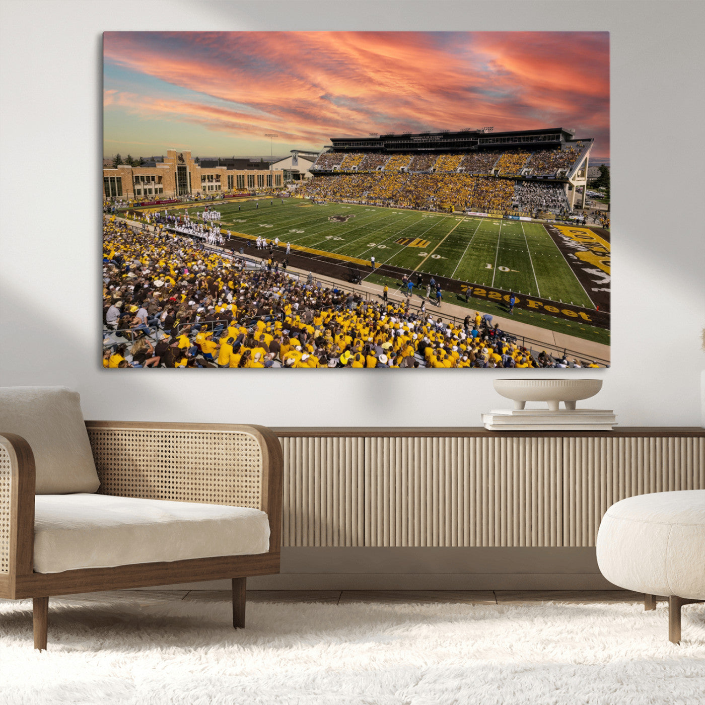 MGV-CV-36X24 - University of Wyoming Cowboys Football Team Print - Laramie Jonah Field War Memorial Stadium Wall