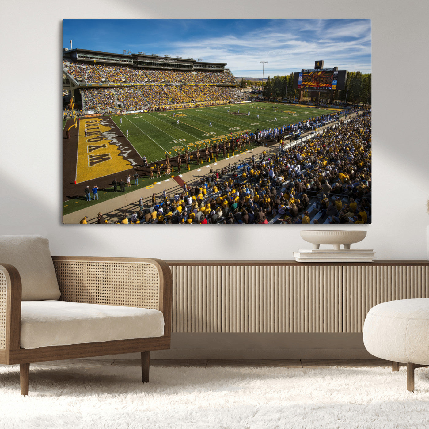 MGV-CV-36X24 - University of Wyoming Cowboys Football Team Print - Laramie Jonah Field War Memorial Stadium Wall