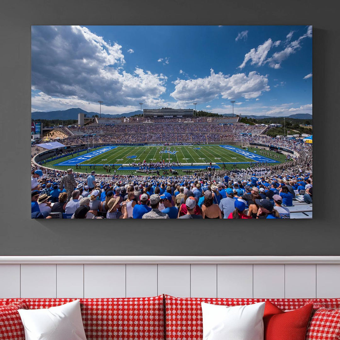 Air Force Falcons Football Team Print - Colorado Springs Falcon Stadium Wall Art Canvas Print