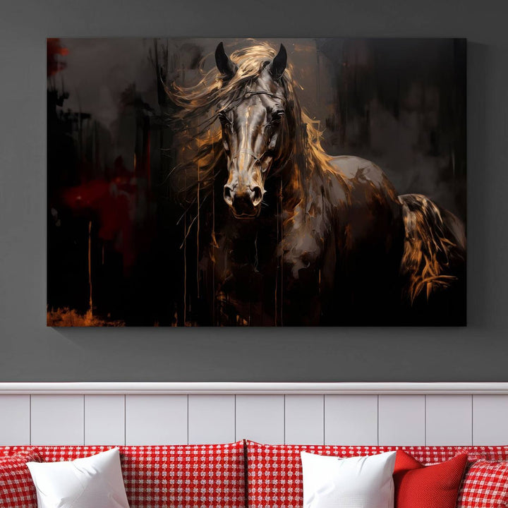 Abstract Black Horse Canvas Print | Abstract Equine Wall Art | Western Decor Print | Horse Lover Gift | Farmhouse & Cabin Wall Art