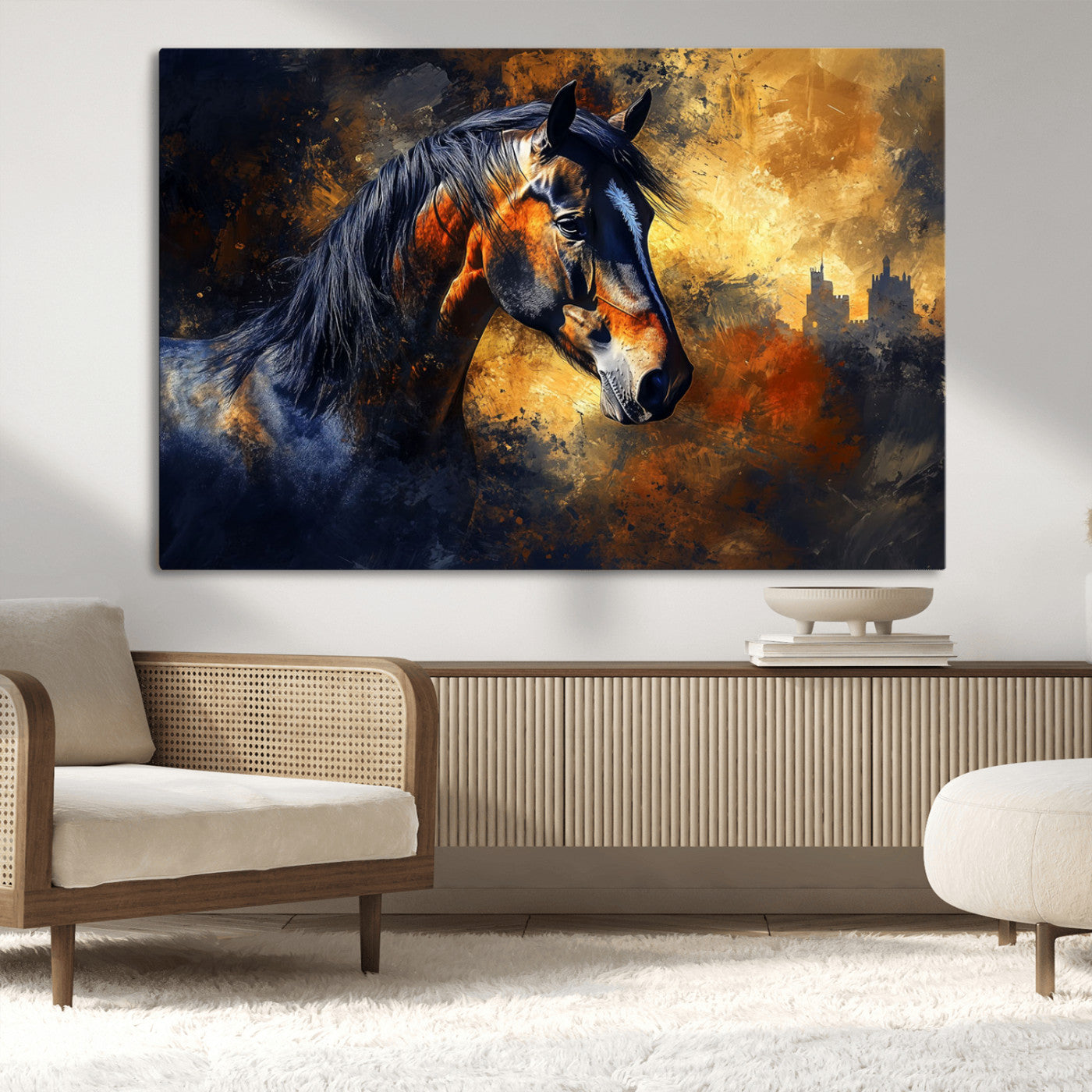 MGV-CV-36X24 - Abstract Horse Art Print - Abstract Canvas Wall Art | Perfect for Rustic Farmhouse, Modern, or