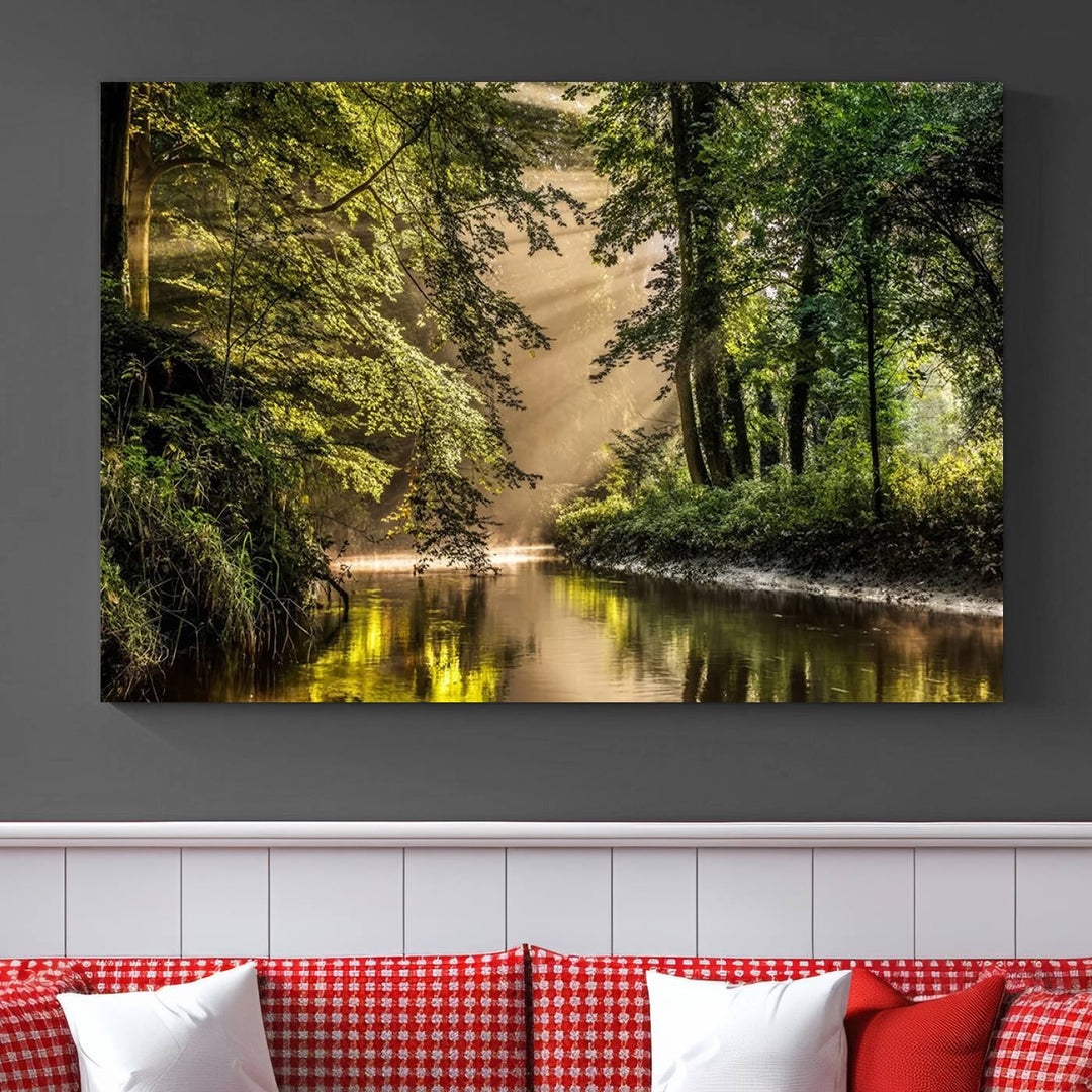 Forest River Landscape Wall Art | Ready to Hang Canvas Print | Perfect for Farmhouse Wall Decor, Cabin Wall Art, Nature-Inspired Home Décor