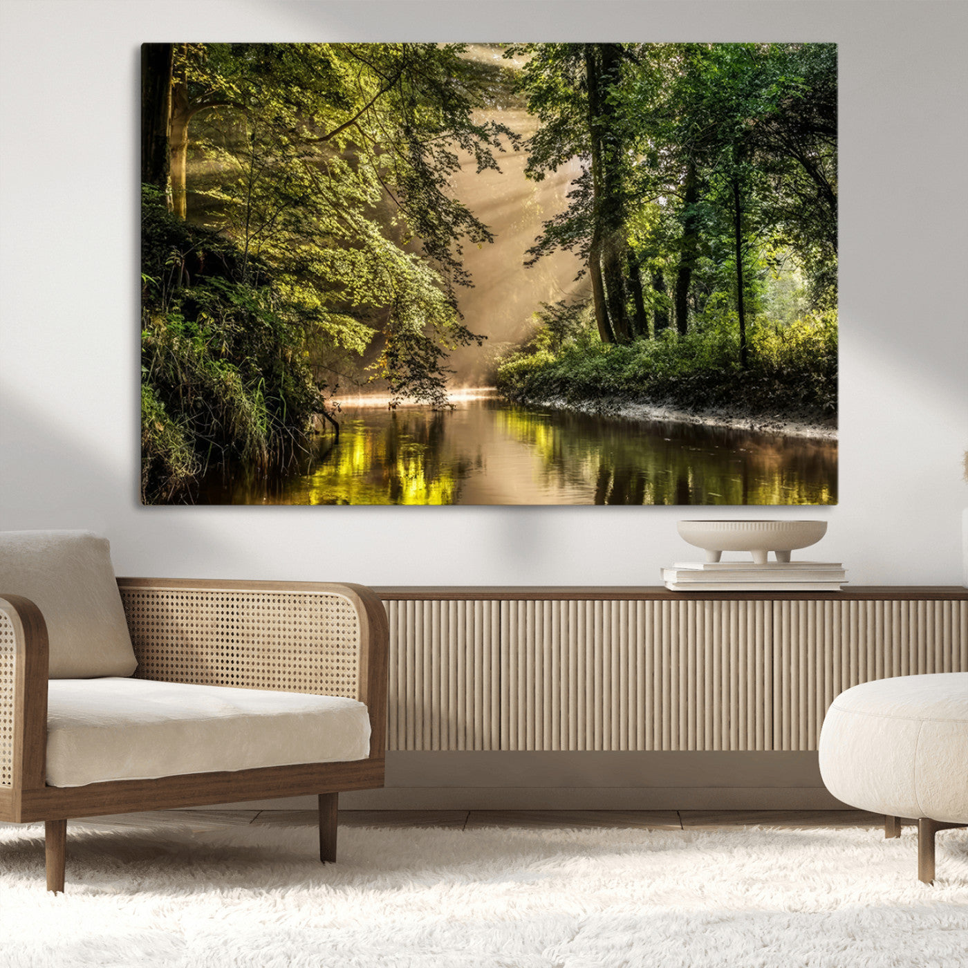 MGV-CV-36X24 - Forest Wall Art Print | River Landscape Wall Art | Perfect for Farmhouse Wall Decor, Cabin Wall Art