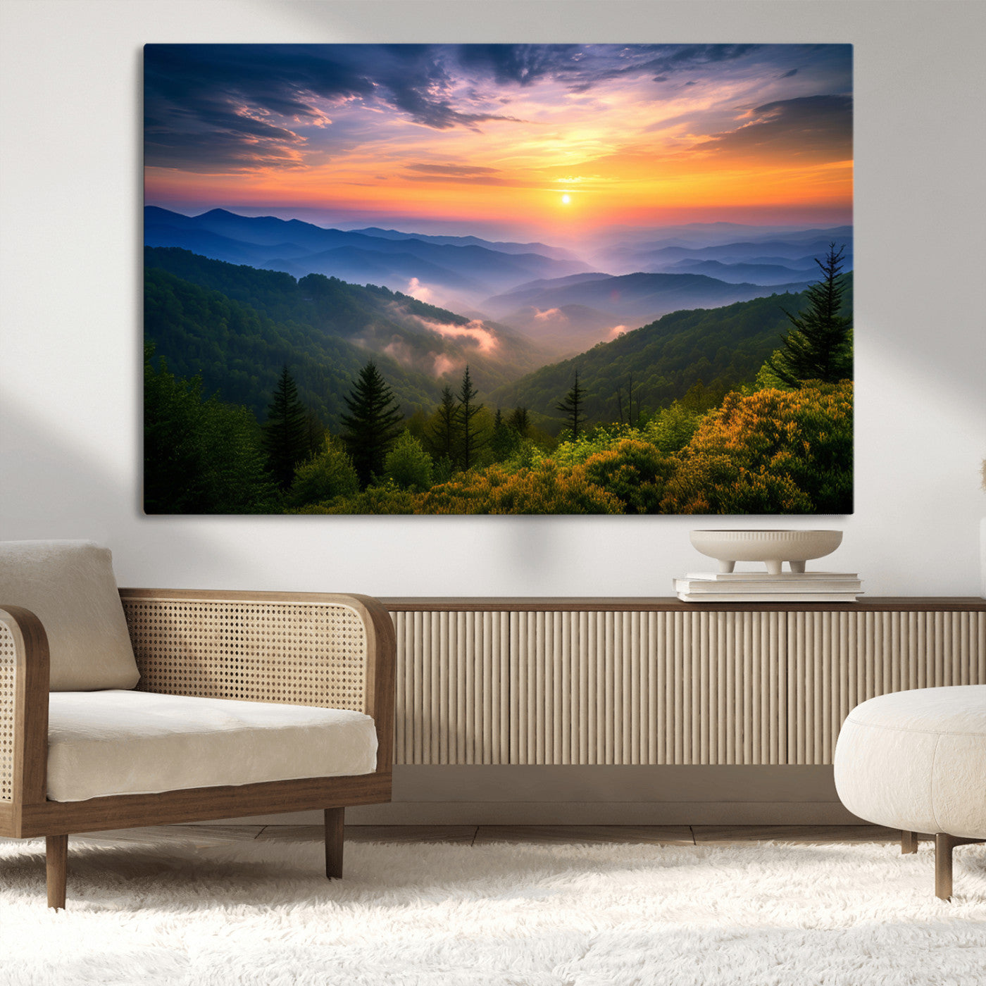 MGV-CV-36X24 - Majestic Mountain Sunrise Print | Landscape Wall Art | Canvas Print Ready to Hang | Farmhouse Wall