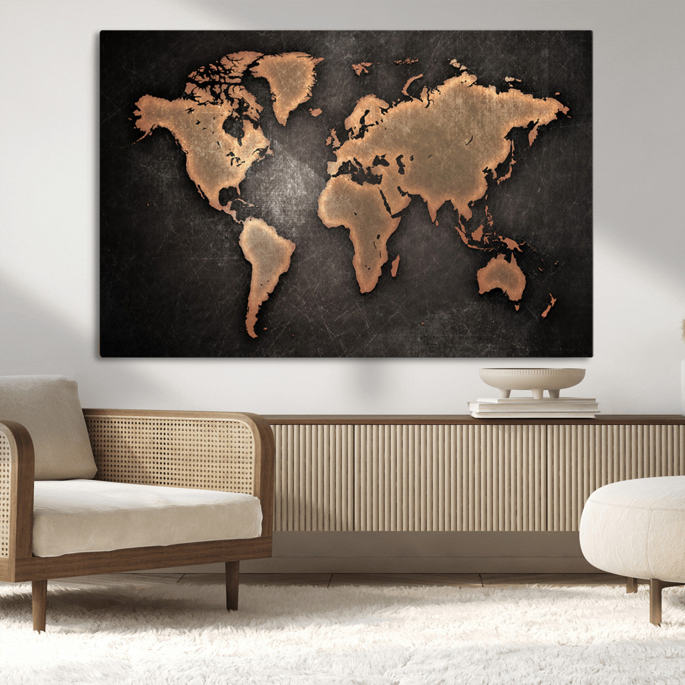 MGV-CV-36X24 - Push Pin World Map Canvas Print – Framed Wall Art for Couples to Track Their Travels – Anniversary
