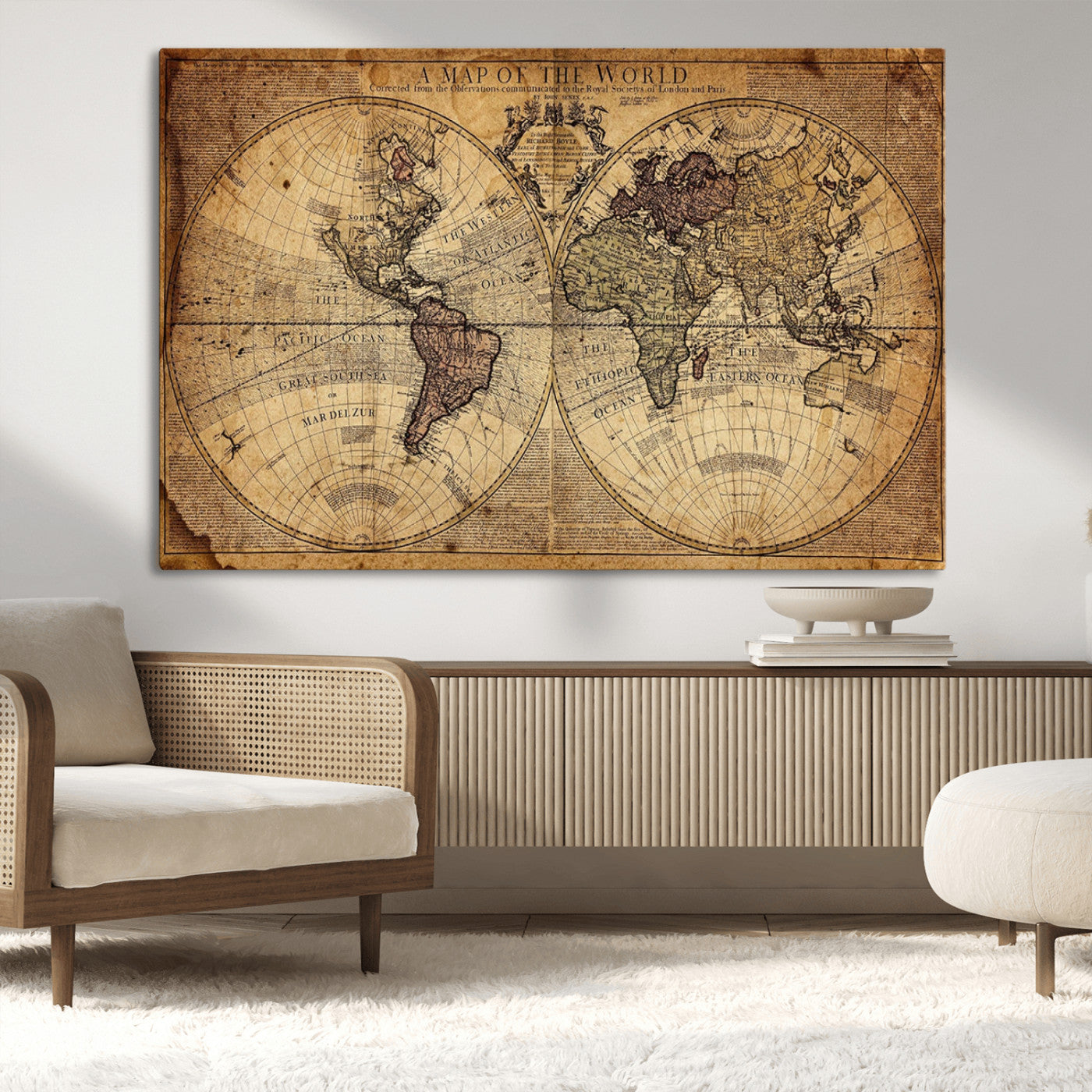 MGV-CV-36X24 - Push Pin World Map Canvas Print – Framed Wall Art for Couples to Track Their Travels – Anniversary