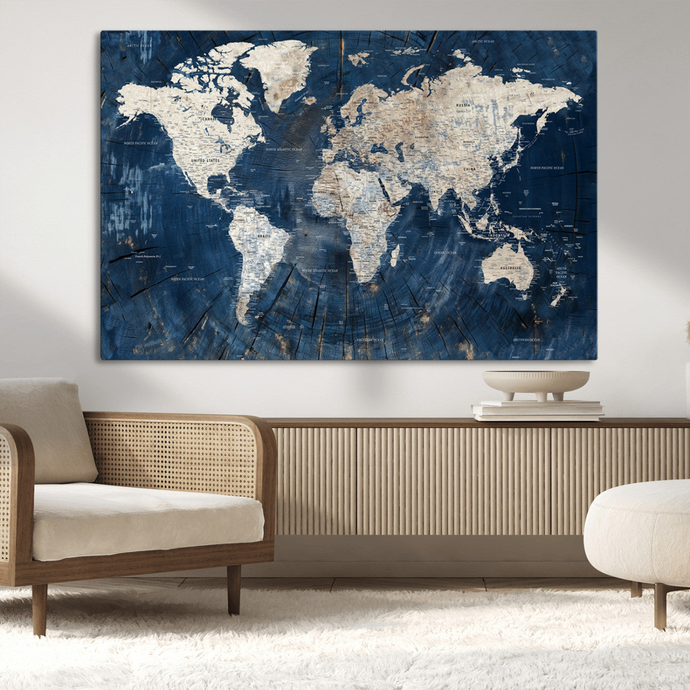 MGV-CV-36X24 - Push Pin World Map Canvas Print – Framed Wall Art for Couples to Track Their Travels – Anniversary