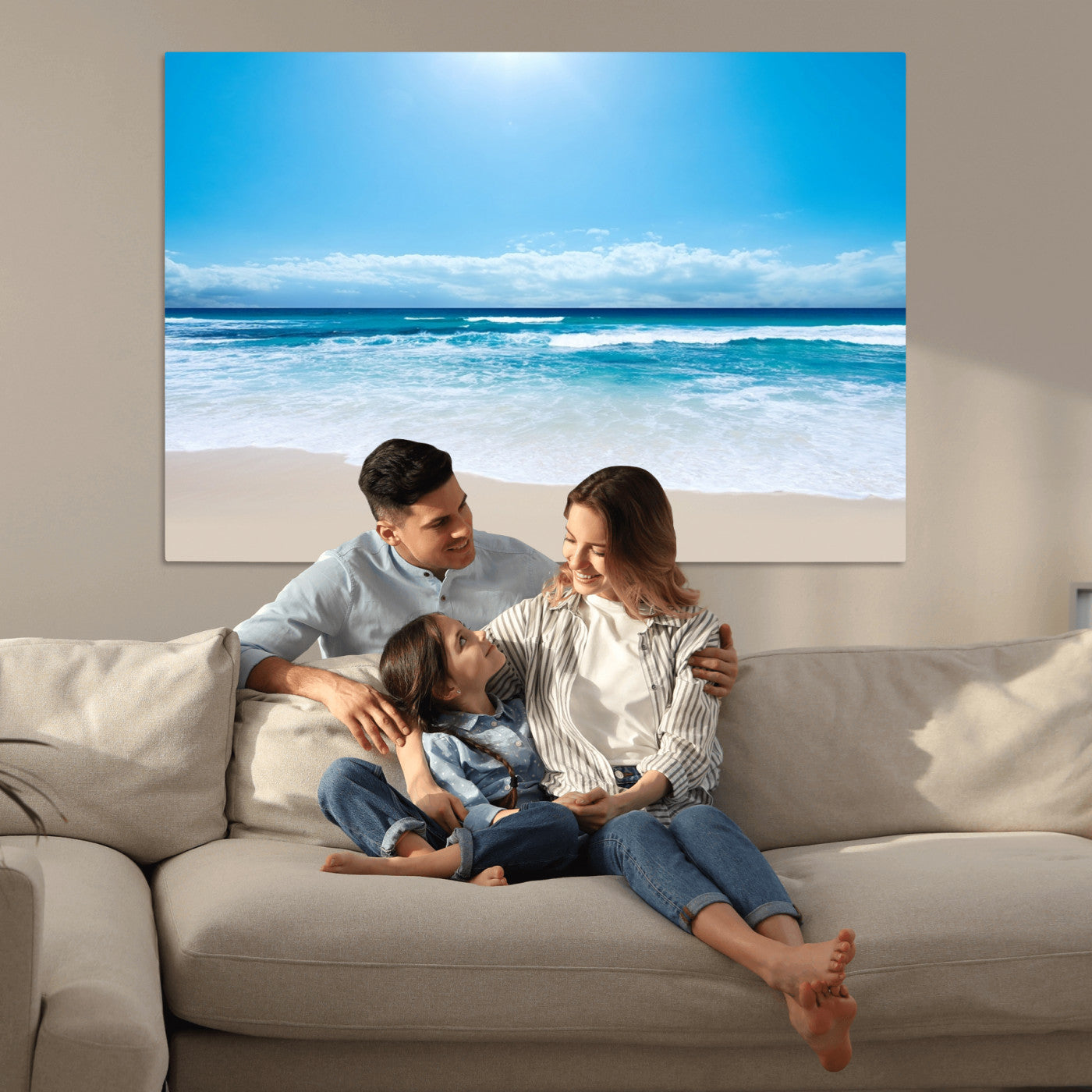 45929-MGV-CV-36X24-Wall Art Canvas Print Shiny Blue Sea and Beach